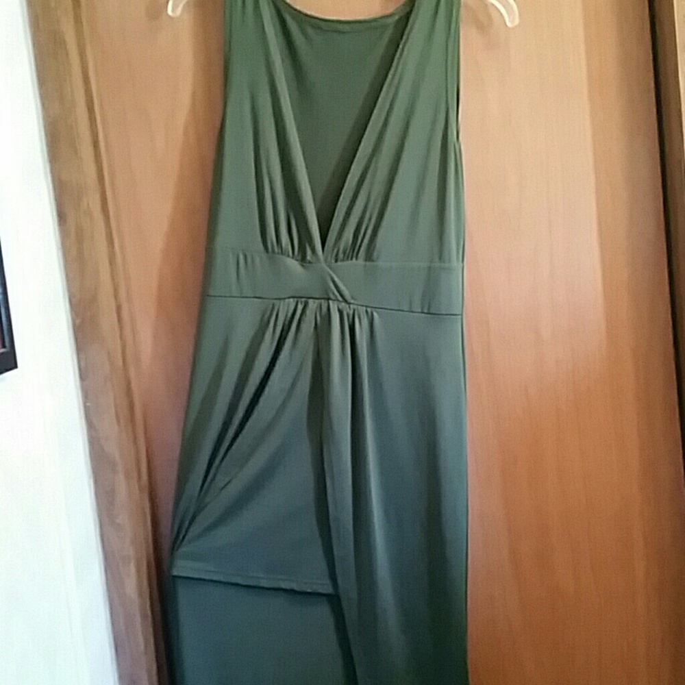 Olive VNeck Peplum Overlay Boutique Dress